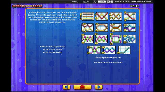 Jackpot Block Party Slot Paylines